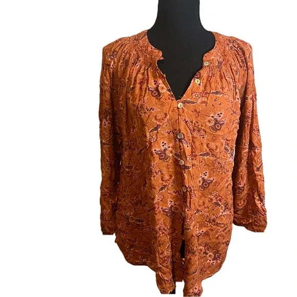 Mason & Belle Button & Loop Closure Tunic - Rustic Floral - size Medium - Picture 1 of 5